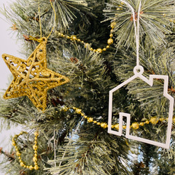 クリスマスツリー飾り　オーナメントセット（８種類１１個）　アウトライン０１　ホワイト 1枚目の画像