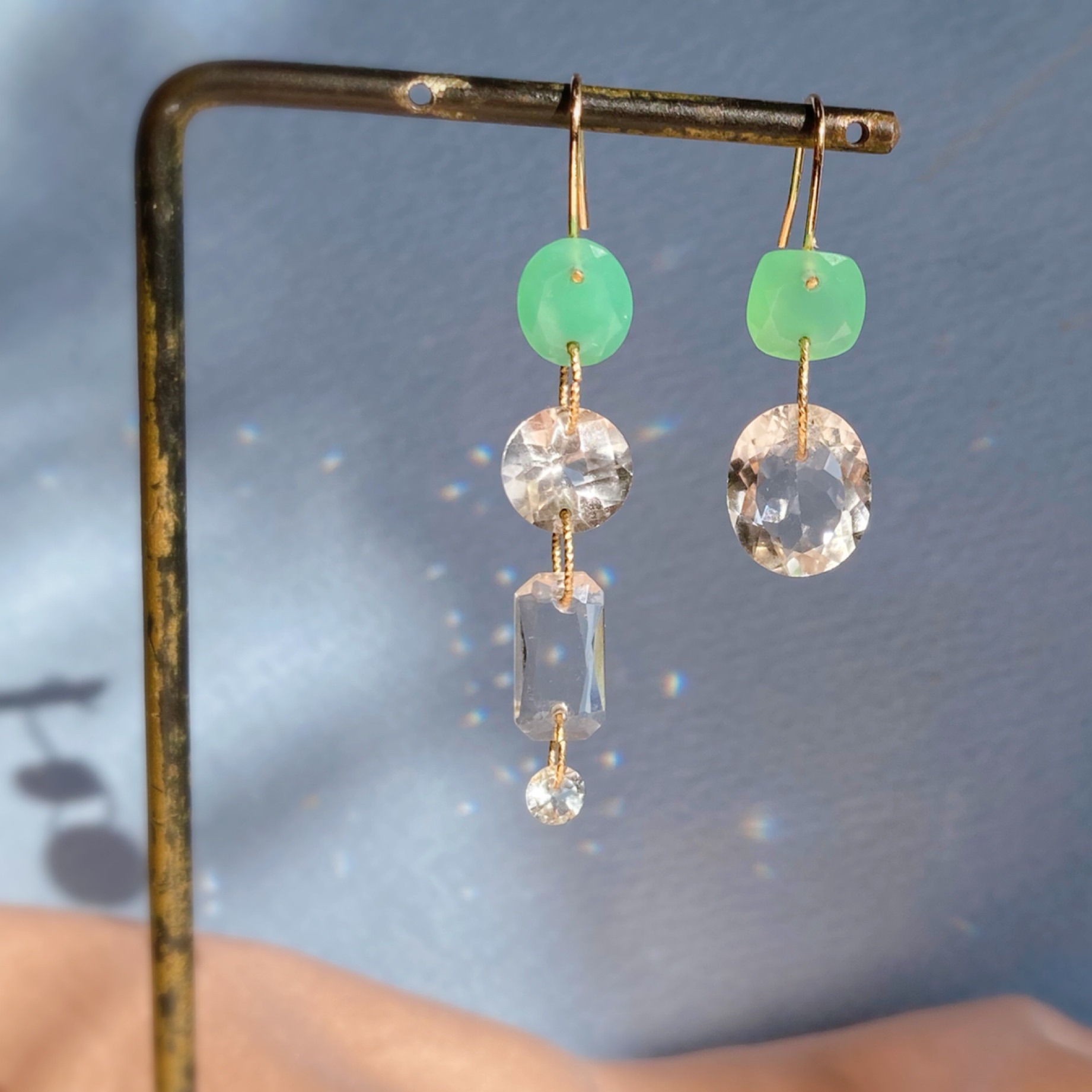 Prana candy gem✴︎クリソプレーズ✴︎✴︎クリスタル✴︎アクアマリン✴︎k14gf