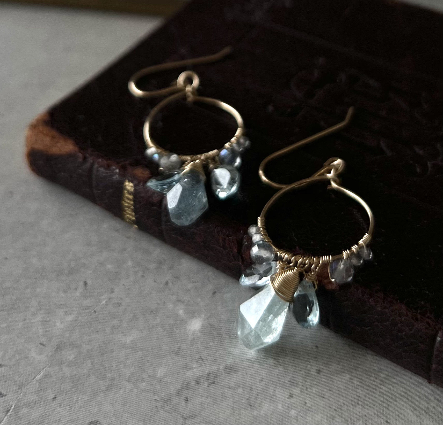 ミニフープピアス／イヤリング【アクアマリン＆トパーズ】3月誕生石 11月誕生石 14kgf 4,720円