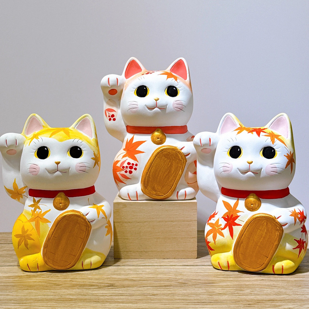 【谷中堂招き猫】 谷中堂招き猫紅葉 三つ