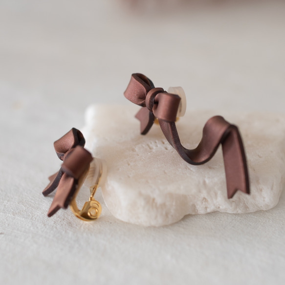 【冬季限定】ひらひらリボンイヤーカフセット/ ブラウンオペラ 7枚目の画像