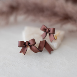 【冬季限定】ひらひらリボンイヤーカフセット/ ブラウンオペラ 2枚目の画像