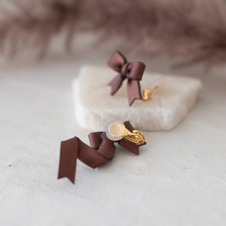【冬季限定】ひらひらリボンイヤーカフセット/ ブラウンオペラ 5枚目の画像