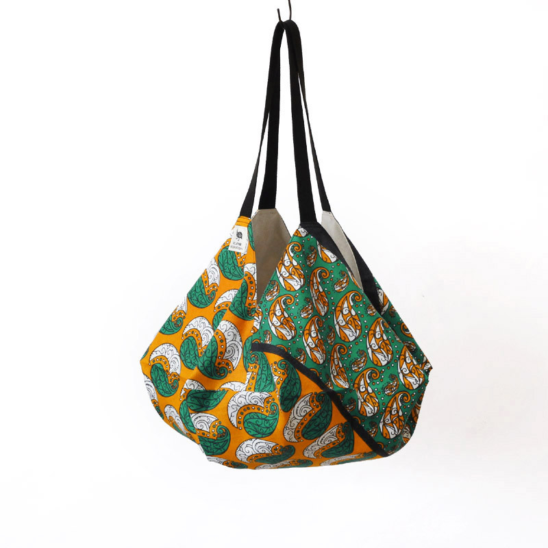 アフリカ布 カンガのマルシェバッグ（ ペイズリー ）肩掛け エコバッグ 買い物 ヨガ ピラティス
