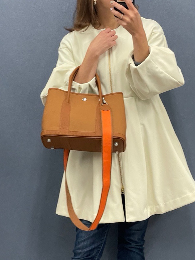 『SALE』牛革×canvas トートバックM  キャメル