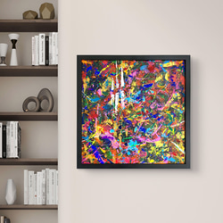 泉と森のモザイク画/ 抽象画 59×42㎝ A2 額セット おしゃれ モダン 泉