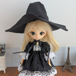 1484※リボンのとんがり魔女の黒帽子 ※ハルモニアブルームアウトフィット 6枚目の画像