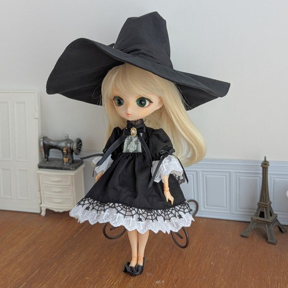 1484※リボンのとんがり魔女の黒帽子 ※ハルモニアブルームアウトフィット 14枚目の画像
