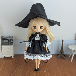 1484※リボンのとんがり魔女の黒帽子 ※ハルモニアブルームアウトフィット 12枚目の画像