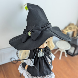 1484※リボンのとんがり魔女の黒帽子 ※ハルモニアブルームアウトフィット 2枚目の画像