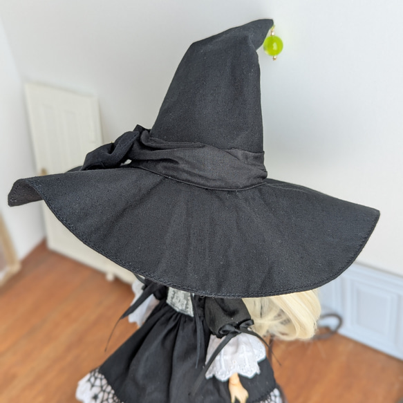 1484※リボンのとんがり魔女の黒帽子 ※ハルモニアブルームアウトフィット 9枚目の画像