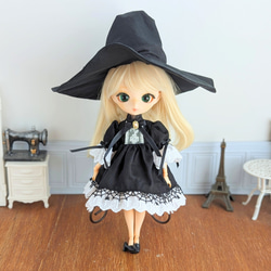 1484※リボンのとんがり魔女の黒帽子 ※ハルモニアブルームアウトフィット 3枚目の画像