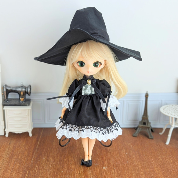 1484※リボンのとんがり魔女の黒帽子 ※ハルモニアブルームアウトフィット 3枚目の画像