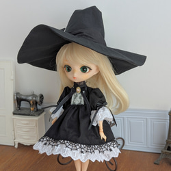 1484※リボンのとんがり魔女の黒帽子 ※ハルモニアブルームアウトフィット 8枚目の画像