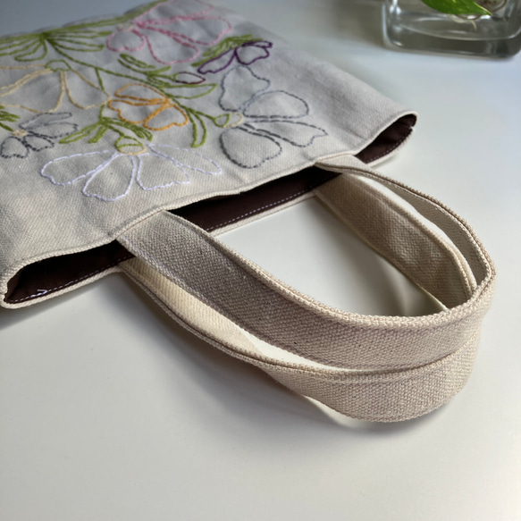 flowers刺繍ミニトートバッグ 2枚目の画像