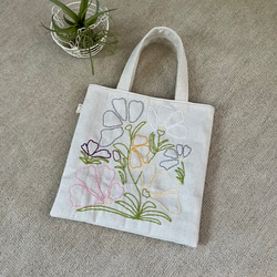 flowers刺繍ミニトートバッグ 1枚目の画像
