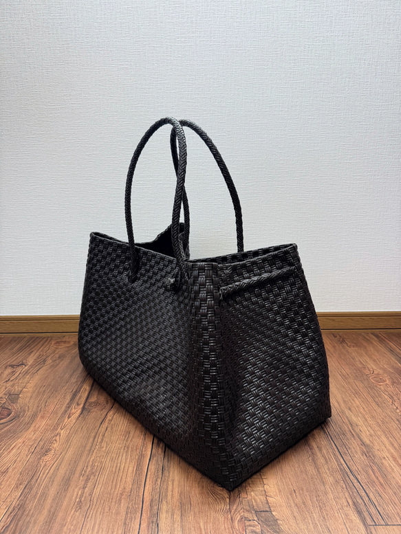 ジャンボsize！　まるごと洗えるバッグ　プラカゴ　メルカド　特大　トートバッグ　パサールバッグ　ダークブラウン 2枚目の画像