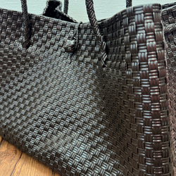 ジャンボsize！　まるごと洗えるバッグ　プラカゴ　メルカド　特大　トートバッグ　パサールバッグ　ダークブラウン 5枚目の画像