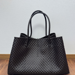 ジャンボsize！　まるごと洗えるバッグ　プラカゴ　メルカド　特大　トートバッグ　パサールバッグ　ダークブラウン 6枚目の画像