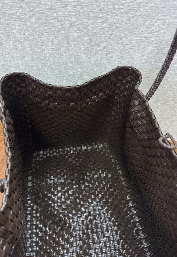 ジャンボsize！　まるごと洗えるバッグ　プラカゴ　メルカド　特大　トートバッグ　パサールバッグ　ダークブラウン 3枚目の画像