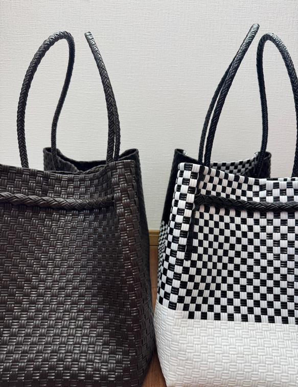 ジャンボsize！　まるごと洗えるバッグ　プラカゴ　メルカド　特大　トートバッグ　パサールバッグ　ダークブラウン 8枚目の画像