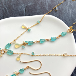 14kgf＊グリーンフローライト&アパタイト&エチオピアオパールのピアス&ネックレス 5枚目の画像