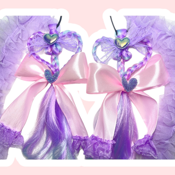 ヘアゴムエクステ　No.407 夢かわ　原宿　しなこちゃん　ユニコーン 3枚目の画像