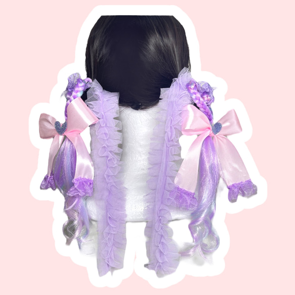 ヘアゴムエクステ　No.407 夢かわ　原宿　しなこちゃん　ユニコーン 2枚目の画像