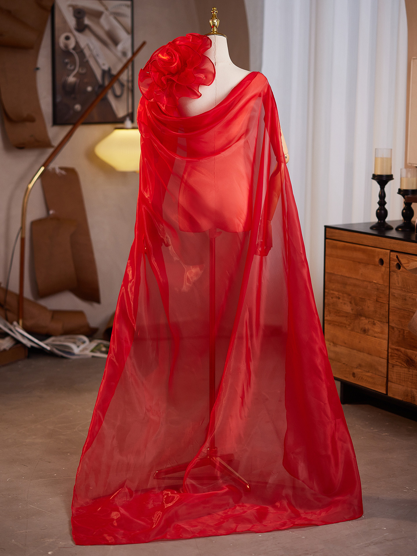 ケープトレーン 裾引き 赤 綺麗 DIY 肩飾り アクセサリー 花嫁 ウェディングドレス DTY514 5,247円