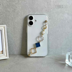 ［全機種対応］attract NAVY ハンドホルダー付きスマホケース 落下防止ベルトストラップ付きスマホカバー 7枚目の画像