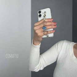 ［全機種対応］attract NAVY ハンドホルダー付きスマホケース 落下防止ベルトストラップ付きスマホカバー 6枚目の画像