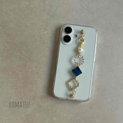 ［全機種対応］attract NAVY ハンドホルダー付きスマホケース 落下防止ベルトストラップ付きスマホカバー 5枚目の画像