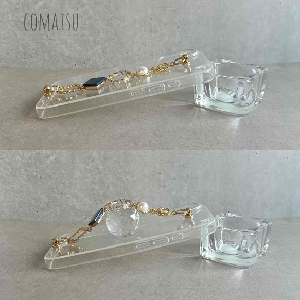 ［全機種対応］attract NAVY ハンドホルダー付きスマホケース 落下防止ベルトストラップ付きスマホカバー 4枚目の画像