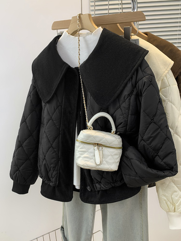 復古のファッションの人形の襟の設計感羽毛の綿の服の女性2025冬大きいヤードの微太ってmmゆったりとした綿の衣の外套です 6,889円