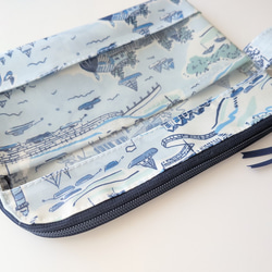 仕切付きA6（お薬手帳）L字ファスナー　クリアポーチ　アドベンチャーコースト　リバティ　ラミネート♡ポートメリオン 4枚目の画像