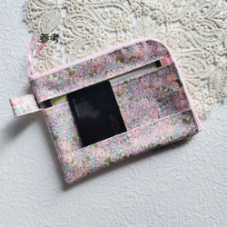 仕切付きA6（お薬手帳）L字ファスナー　クリアポーチ　アドベンチャーコースト　リバティ　ラミネート♡ポートメリオン 9枚目の画像