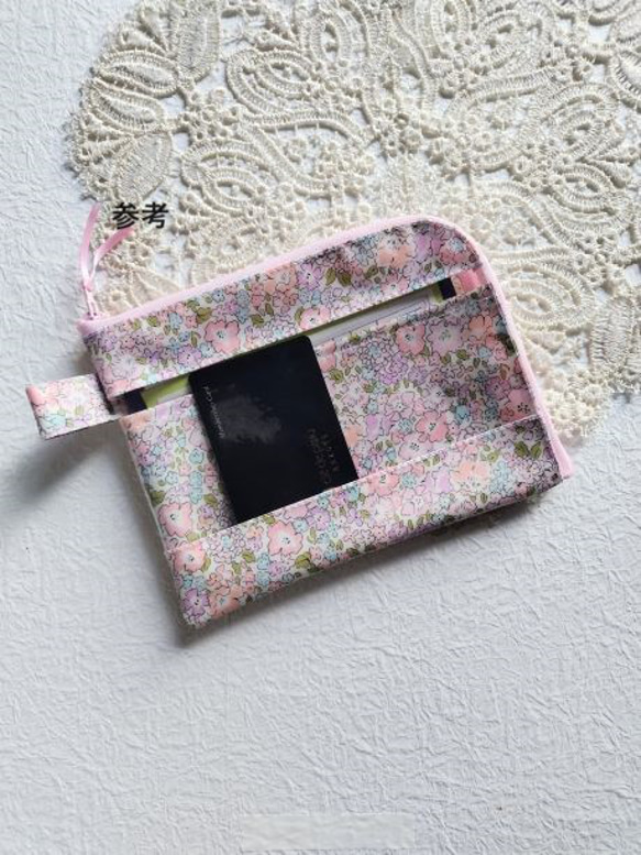 仕切付きA6（お薬手帳）L字ファスナー　クリアポーチ　アドベンチャーコースト　リバティ　ラミネート♡ポートメリオン 9枚目の画像