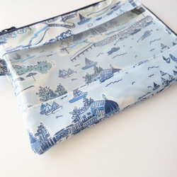 仕切付きA6（お薬手帳）L字ファスナー　クリアポーチ　アドベンチャーコースト　リバティ　ラミネート♡ポートメリオン 3枚目の画像