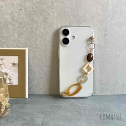 【全機種対応】ClassicalBROWN ハンドホルダー付きスマホケース 落下防止ベルトストラップ付きスマホカバー 1枚目の画像