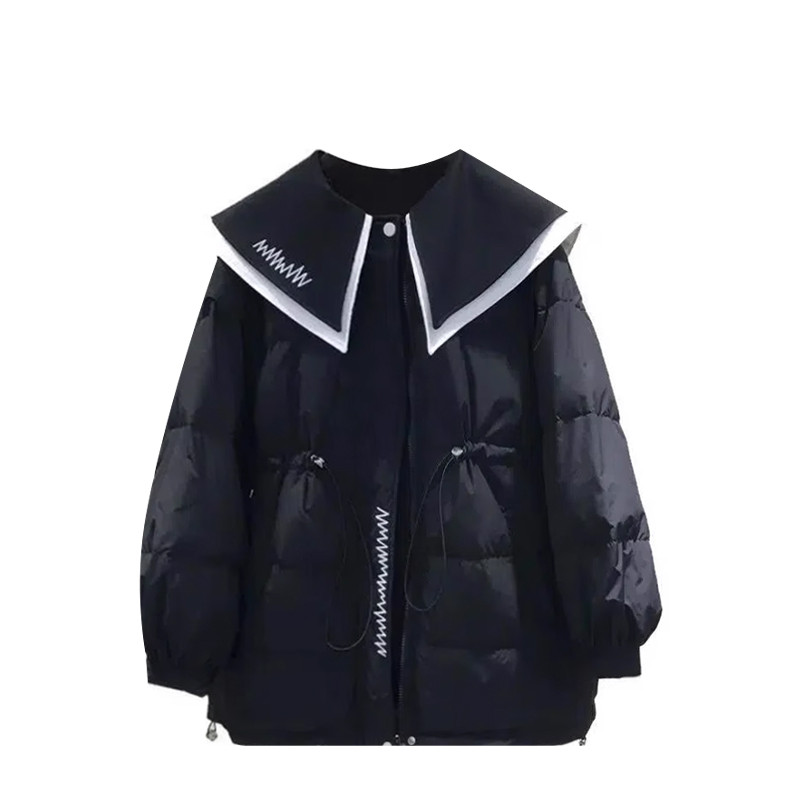 Cara 大符号暖暖人形襟羽毛綿服外套女2025新モデル秋太った妹綿上着