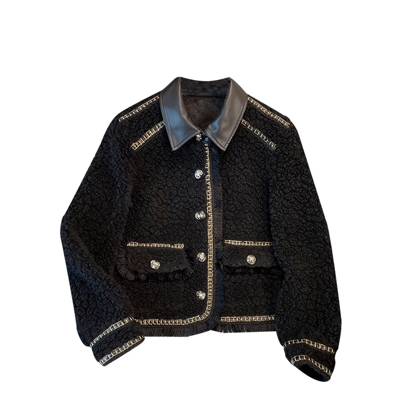 大きいサイズのフランスの小さい香りの風のコートの女の2025新モデルの秋の太った妹のセーターの長袖上着