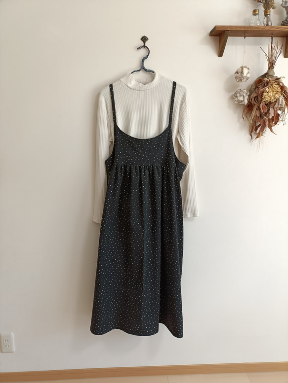 綿コーデュロイワンピースチャコールグレー 6枚目の画像