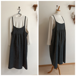 綿コーデュロイワンピースチャコールグレー 2枚目の画像
