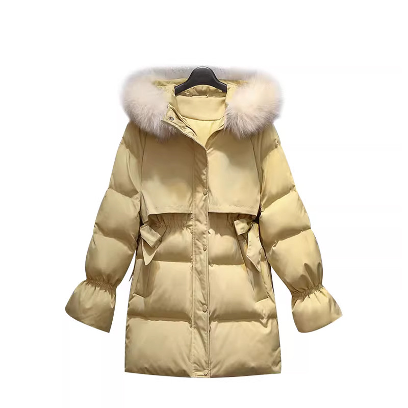 大きいヤードの中の長款の暖かい外套の女性の2025新型の秋の太った妹の太ったmmの羽毛の綿の服です