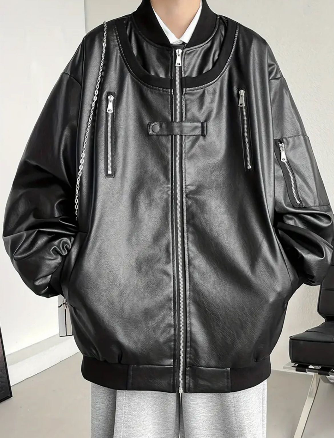 レザージャケット ライダースジャケット メンズ レディース ユニセックス レザー オーバーサイズレザージャケット 革
