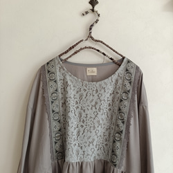 レース×コットンワンピースグレー 6枚目の画像