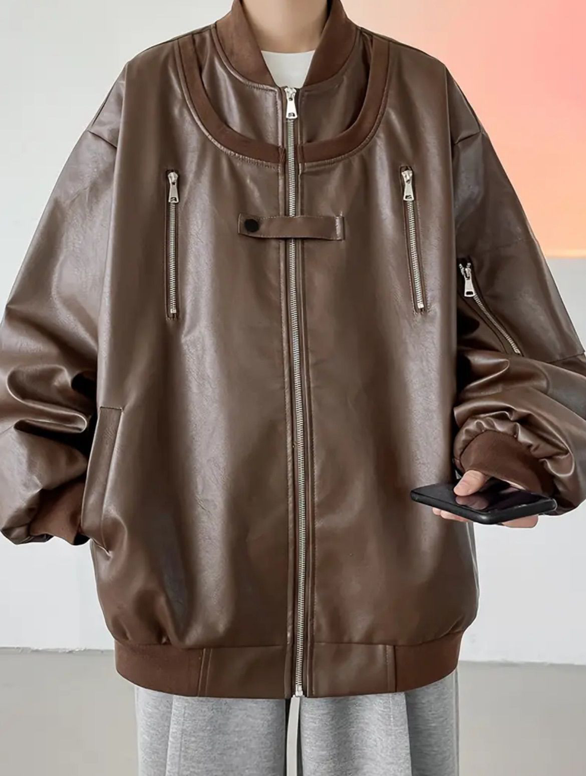 レザージャケット ライダースジャケット メンズ レディース ユニセックス レザー オーバーサイズレザージャケット 革