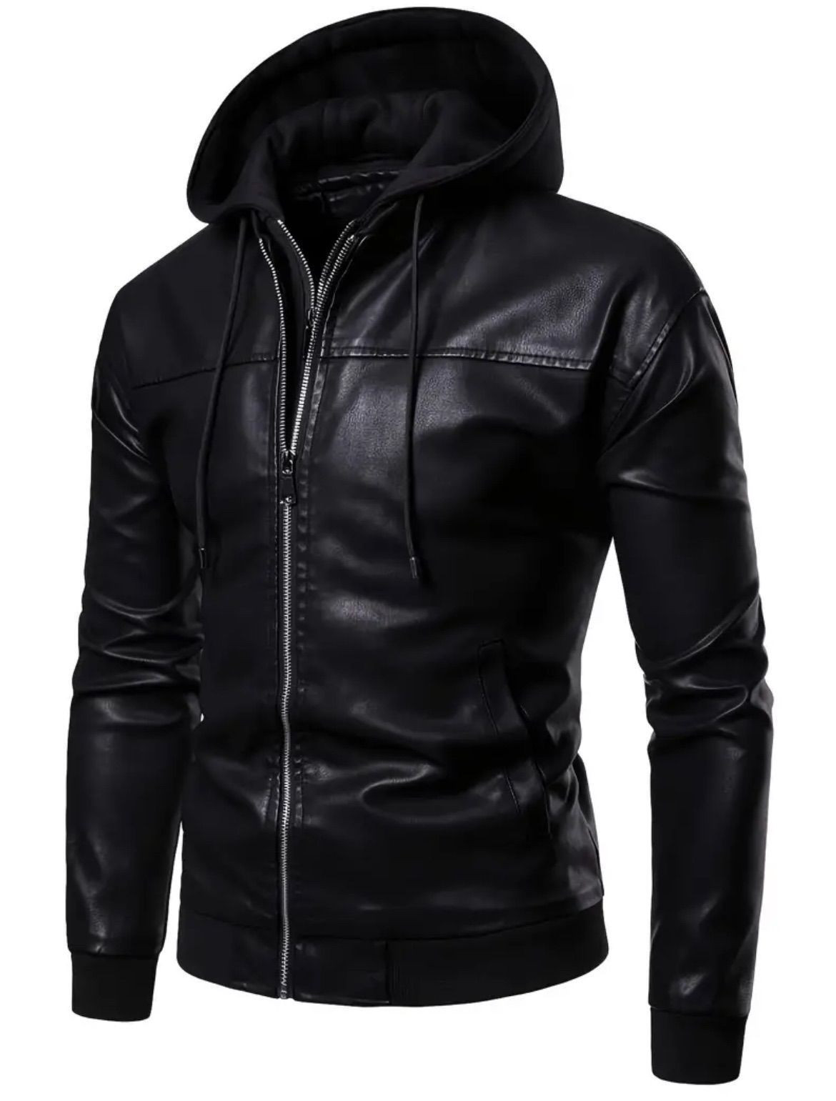 レザージャケット バイクジャケット レザー メンズ バイク用品 バイク フード付き ジャケット皮 革 長袖 スリム 黒