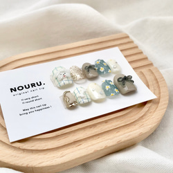 ぷるキラMIXわんちゃん【サイズオーダー制】￤ネイルチップ 犬 リボン 落書き 花 チェック柄 うるうる 4枚目の画像