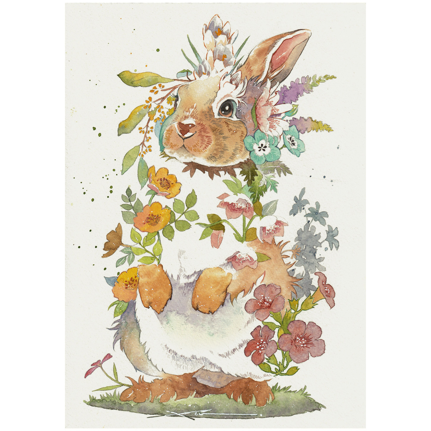 うさぎ_水彩原画_イラスト